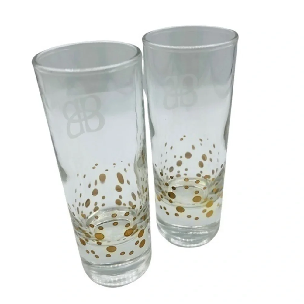 Tall Shot Glasses Baileys Irish Cream Gift | 2 oz - 2 pc Set | Clear / Gold